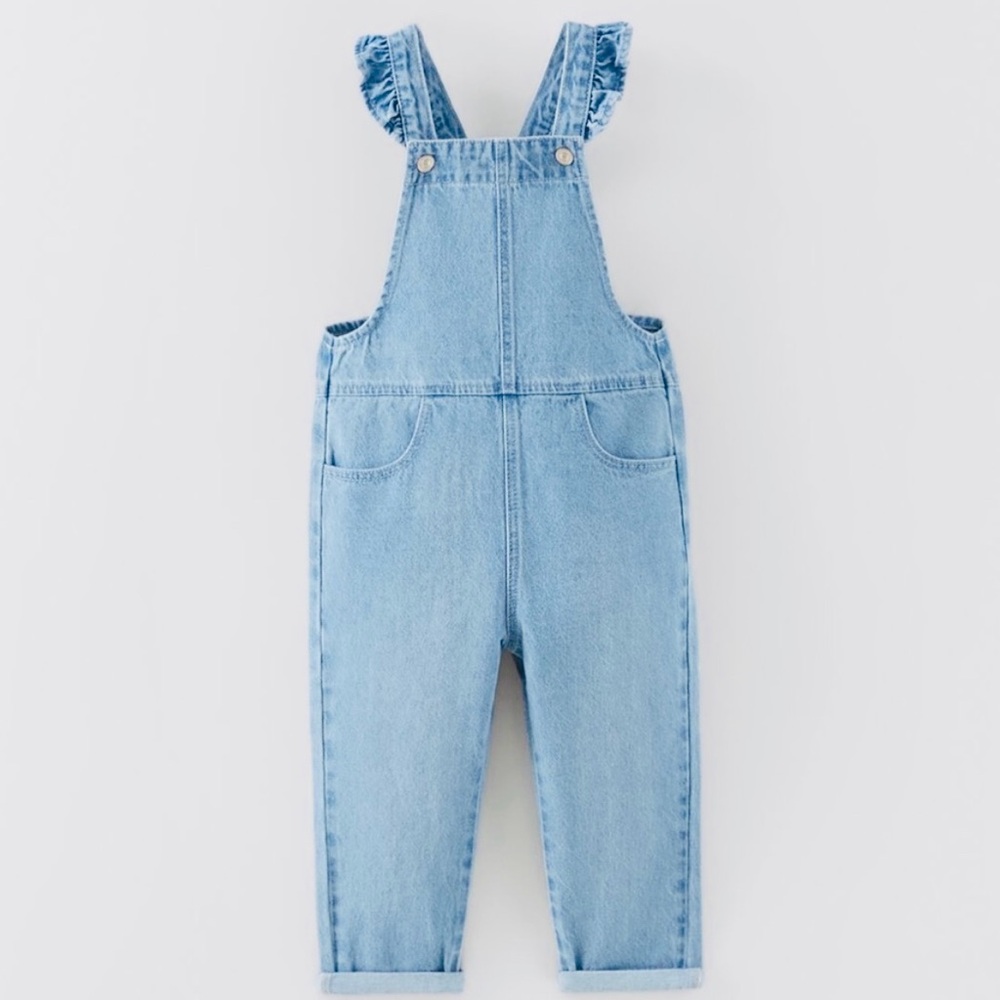 Zara Kids Ruffled Denim Overall